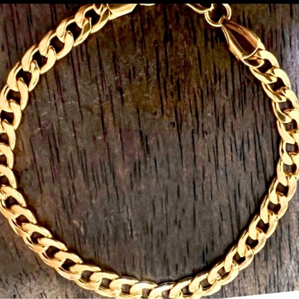 18k Gold 8” cuban chain bracelet 7mm mens 33-1 NWT